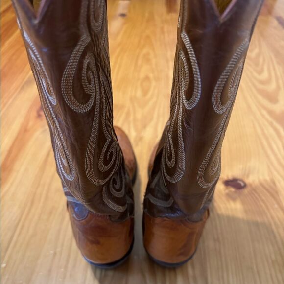 Vintage Tony Lama Exotic Ostrich Quill Western Cowboy Boots 8D Made in USA - Picture 6 of 14